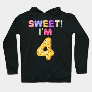 Kids 2015 4th Birthday Sweet I'm 4 Donut Gift Hoodie